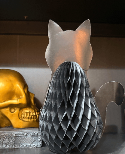 Vintage Honeycomb Black Cat halloween Decor - Loved To Death