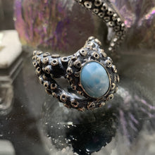 Load image into Gallery viewer, Sterling Octopus Tentacle Larimar Ring
