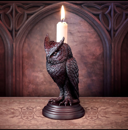 Black Owl Familiar Candleholder