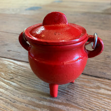 Load image into Gallery viewer, Small Red Cast Iron Cauldron 3&quot;

