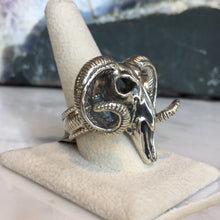 Load image into Gallery viewer, Sterling Ram Skull Pentacle Ring
