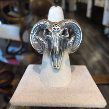 Load image into Gallery viewer, Sterling Ram Skull Pentacle Ring
