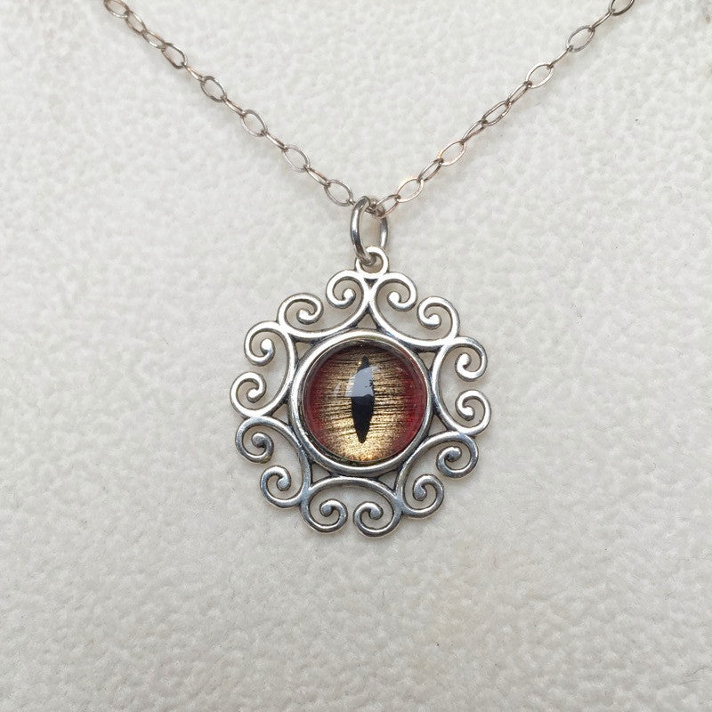 Shark Taxidermy Eye Sterling Filigree Necklace