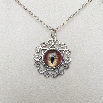 Shark Taxidermy Eye Sterling Filigree Necklace