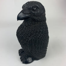 Load image into Gallery viewer, Mercurious Jet Carved Three Eyed Raven Standing
