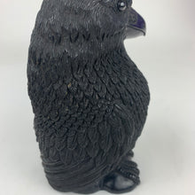 Load image into Gallery viewer, Mercurious Jet Carved Three Eyed Raven Standing
