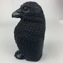 Load image into Gallery viewer, Mercurious Jet Carved Three Eyed Raven Standing
