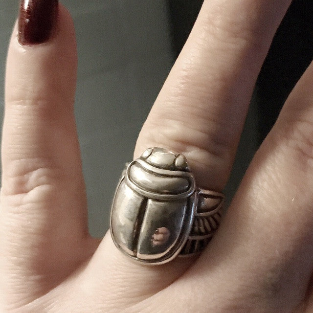 Scarab Beetle Sterling Ring