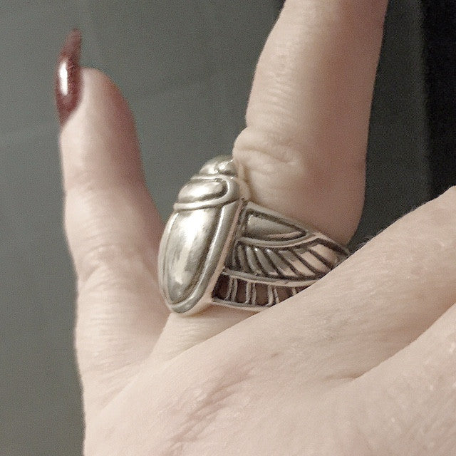 Scarab Beetle Sterling Ring