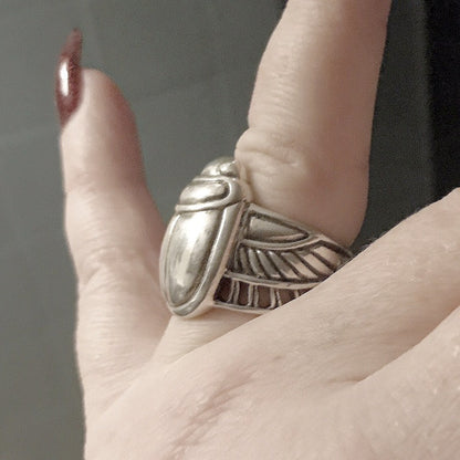 Scarab Beetle Sterling Ring
