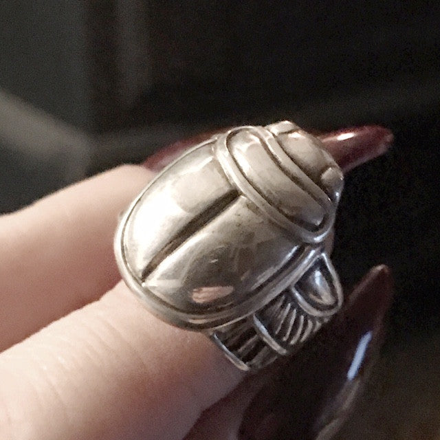 Scarab Beetle Sterling Ring