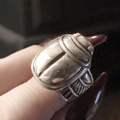 Scarab Beetle Sterling Ring