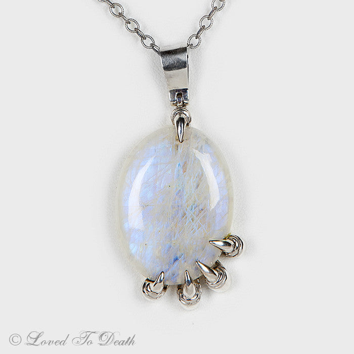 Moonstone Sterling Claw Necklace