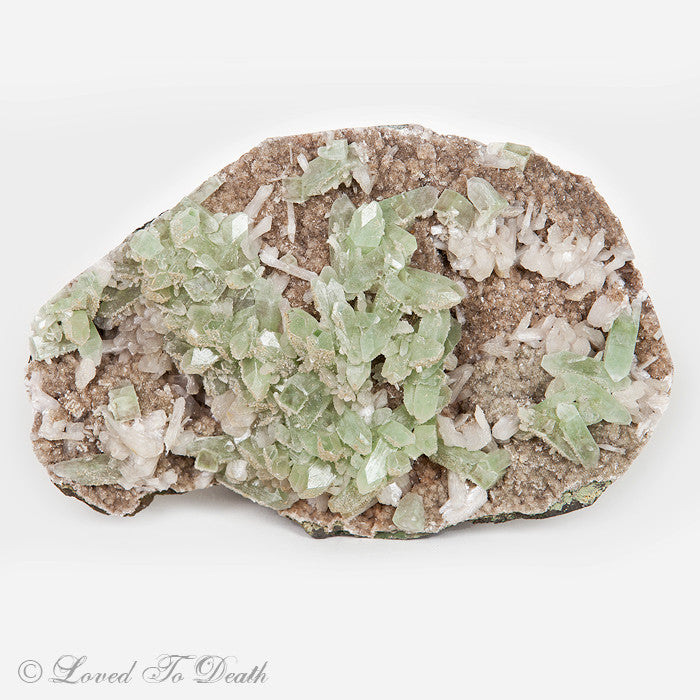 Green Apophylite w/ Calcite Large Cluster