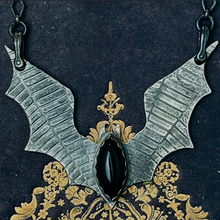 Load image into Gallery viewer, SAMPLE Bat Wing Obsidian Sterling Necklace
