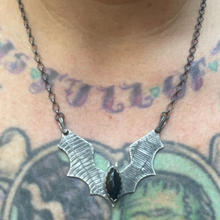 Load image into Gallery viewer, SAMPLE Bat Wing Obsidian Sterling Necklace
