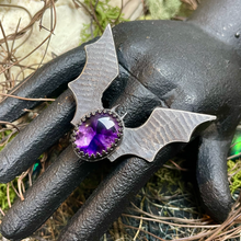 Load image into Gallery viewer, SAMPLE Bat Wing Amethyst Sterling Ring
