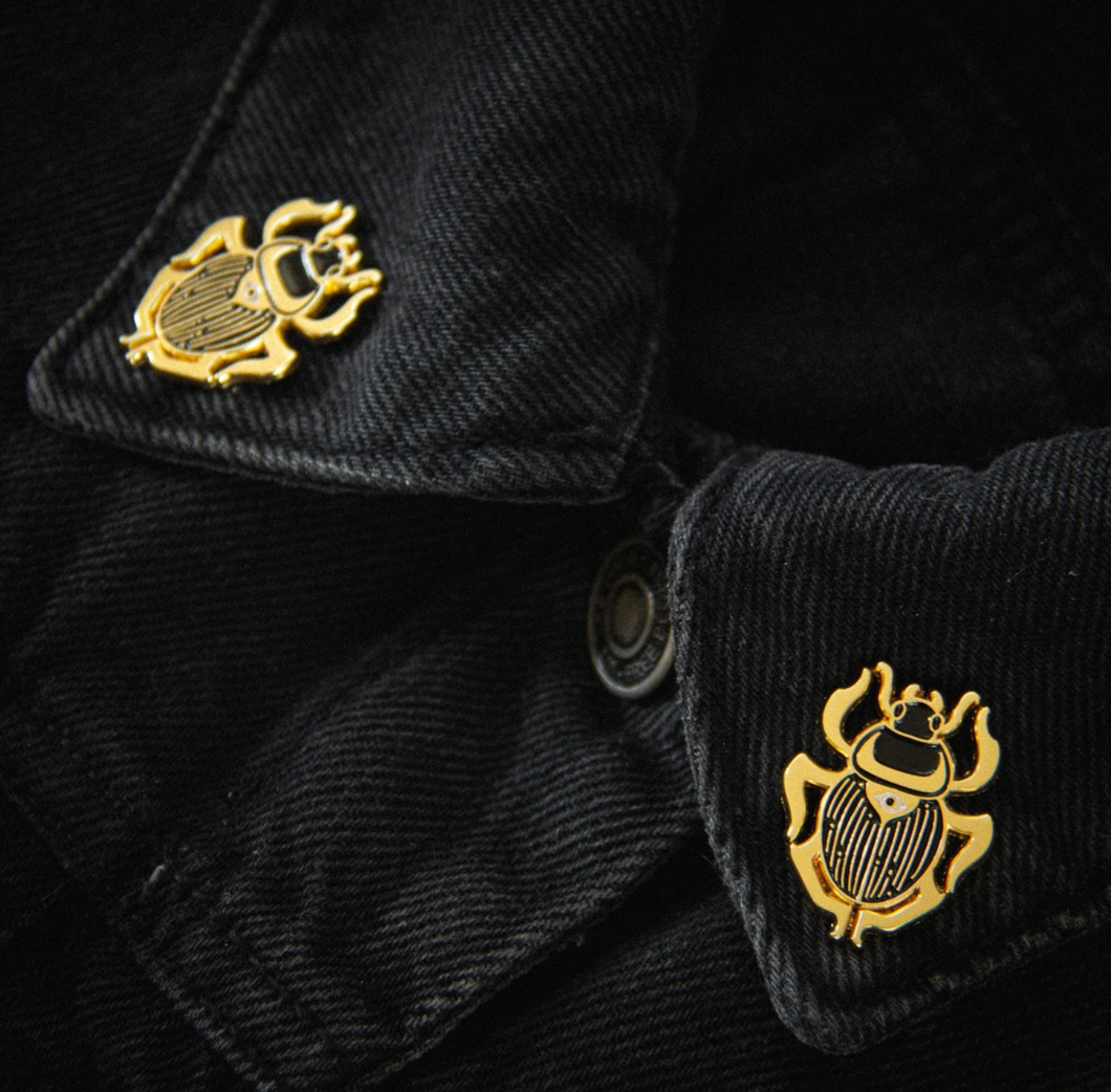 Scarab Beetles Collar Enamel Pin Set