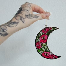 Load image into Gallery viewer, Crescent Moon Flowers Enamel Ornament
