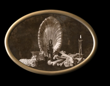 Load image into Gallery viewer, { SANCTUS MORTEM } Original Photograph in Antique Bubble Glass Frame

