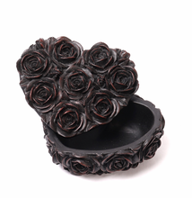 Load image into Gallery viewer, Black Roses Heart Stash Trinket Box
