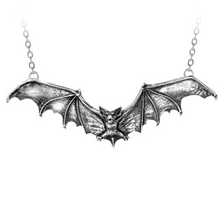 Load image into Gallery viewer, Gothic Vampire Bat Pewter Necklace
