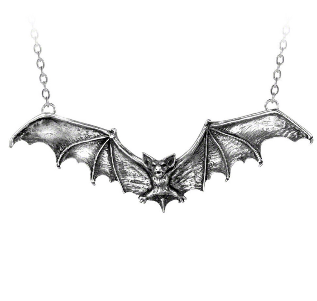 Gothic Vampire Bat Pewter Necklace