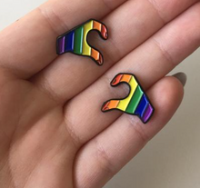 Load image into Gallery viewer, Rainbow Heart Hands Enamel Pin
