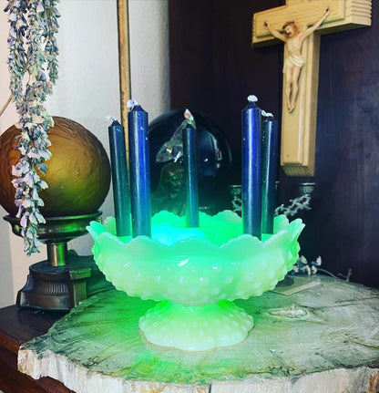 Antique Uranium Glass Candleholder - Loved To Death