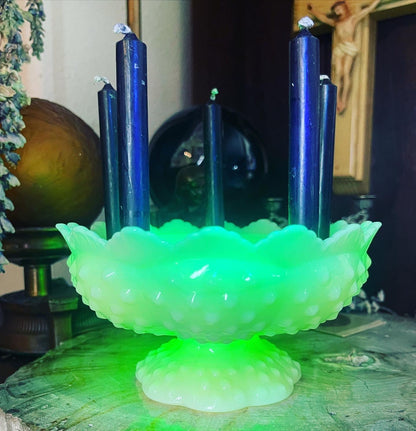 Antique Uranium Glass Candleholder - Loved To Death