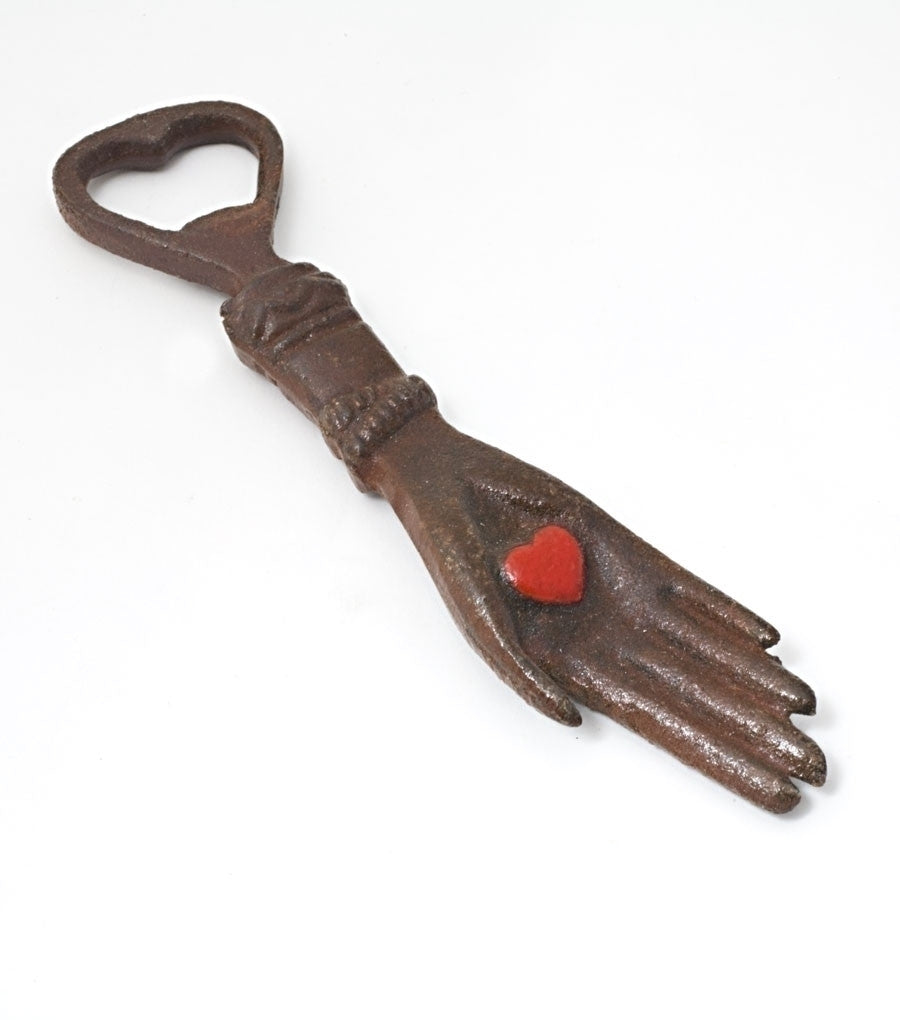 Hand Heart Cast Iron Bottle Opener
