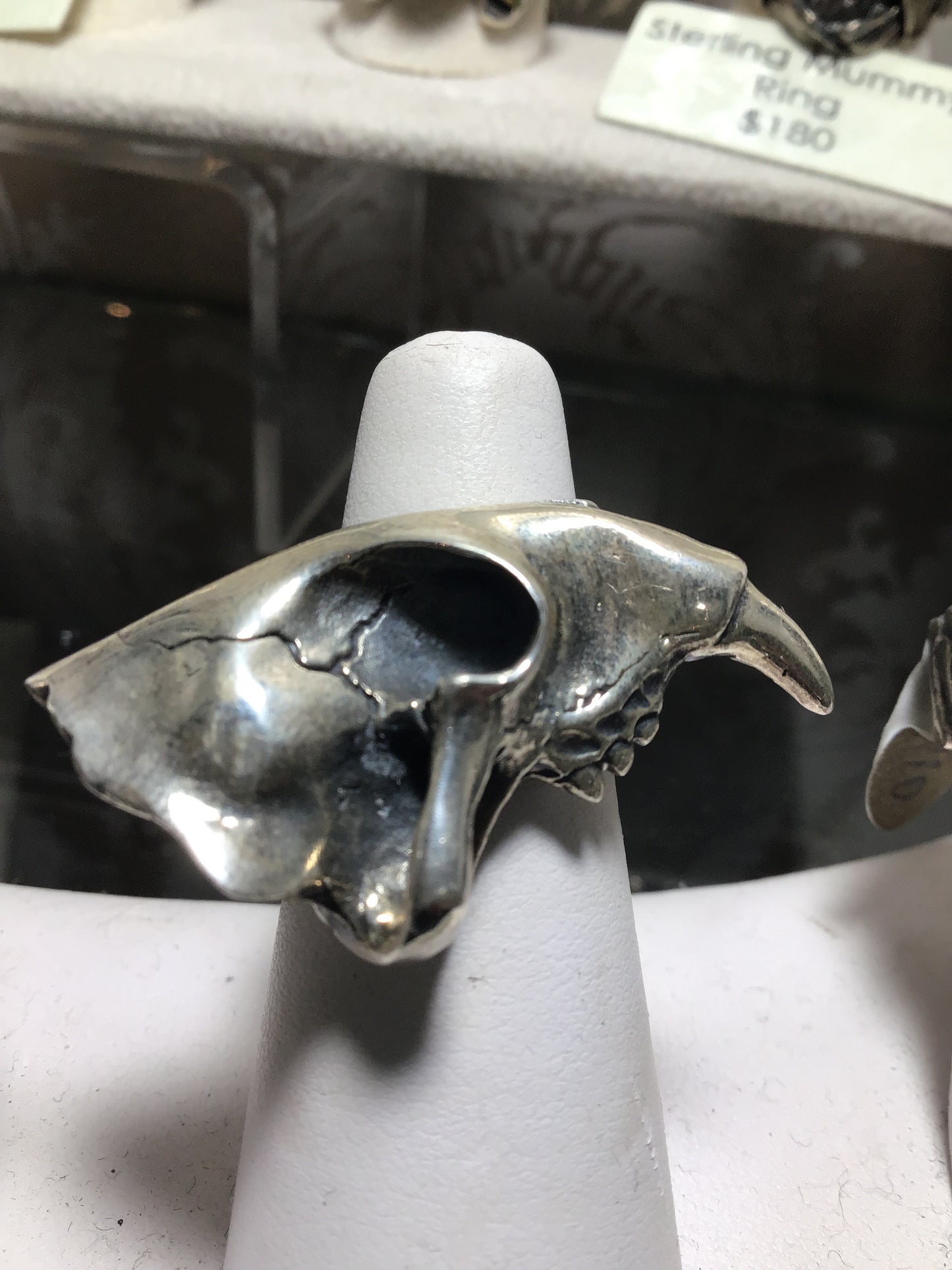 Sterling Half Saber Skull Ring
