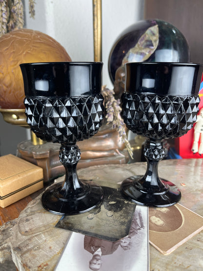 Vintage Black Amethyst Point Goblets