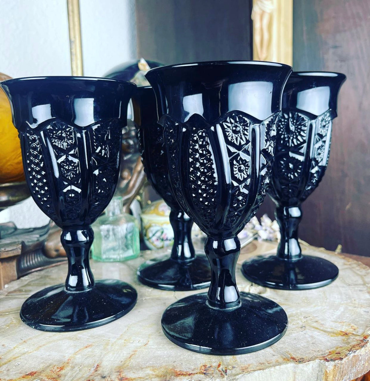 Vintage Black Amethyst Goblets