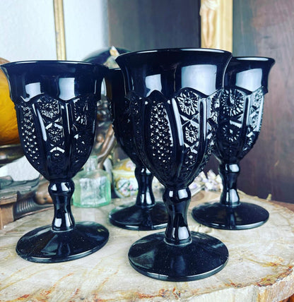 Vintage Black Amethyst Goblets