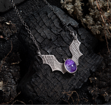 Load image into Gallery viewer, SAMPLE Bat Wing Charoite Sterling Necklace
