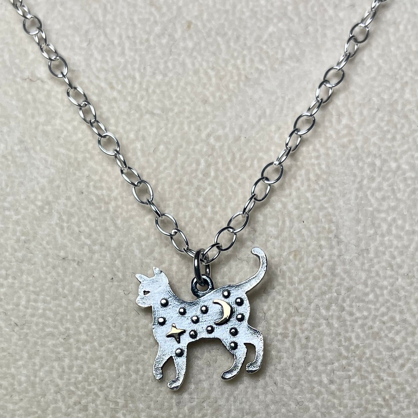 Sterling Moon & Stars Cat Necklace