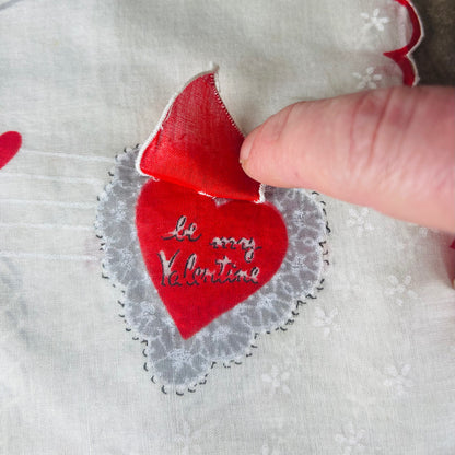 Antique Valentine Be My Valentine Heart Window Handkerchief