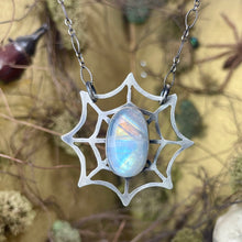 Load image into Gallery viewer, Widow’s Web Moonstone Sterling Necklace
