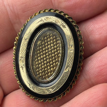 Load image into Gallery viewer, Victorian Mourning Gold Filled Hairwork Brooch
