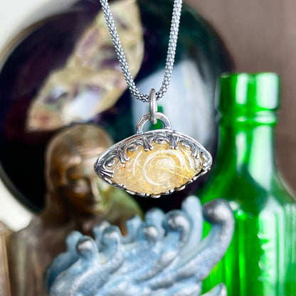 Rutilated Quartz Evil Eye Sterling Necklace