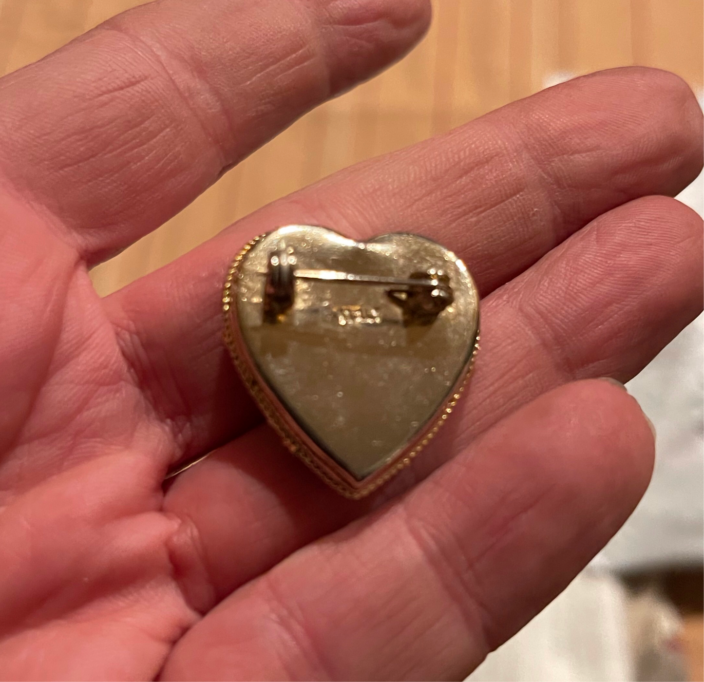 Vintage Italian Micro Mosaic Gold tone Heart Brooch