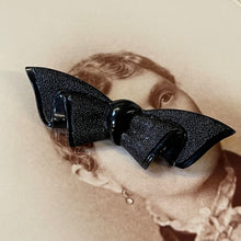 Load image into Gallery viewer, Victorian Mourning French Jet Bow Brooch
