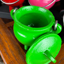 Load image into Gallery viewer, Small Green Cast Iron Cauldron 3&quot;
