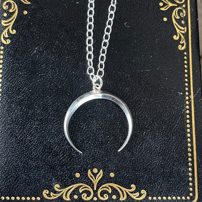 Sterling Inverted Crescent Moon  Necklace