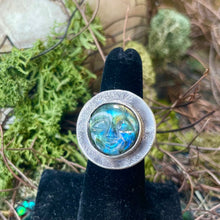Load image into Gallery viewer, Moon Face Labradorite Full Moon Sterling Amulet Ring
