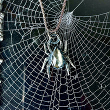 Load image into Gallery viewer, Mini { Spinderella } Pyrite &amp; Clear Quartz Spider Necklace
