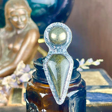 Load image into Gallery viewer, { Athena } Deco Style Gold Obsidian &amp; Pyrite Ring
