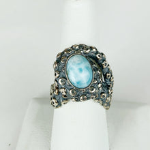 Load image into Gallery viewer, Sterling Octopus Tentacle Larimar Ring
