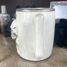Load image into Gallery viewer, Antique What’s Your Poison Skull Nodder Mug
